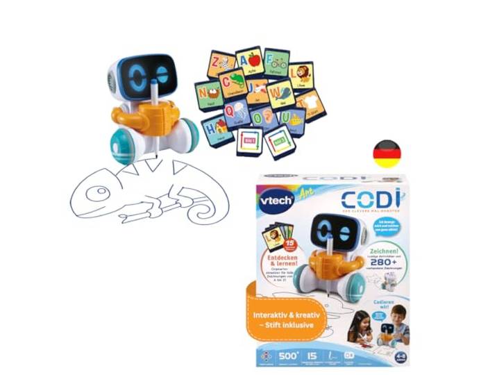 VTech Codi Mal-Roboter – Lernroboter zum Zeichnen & Codieren, 4-8 Jahre