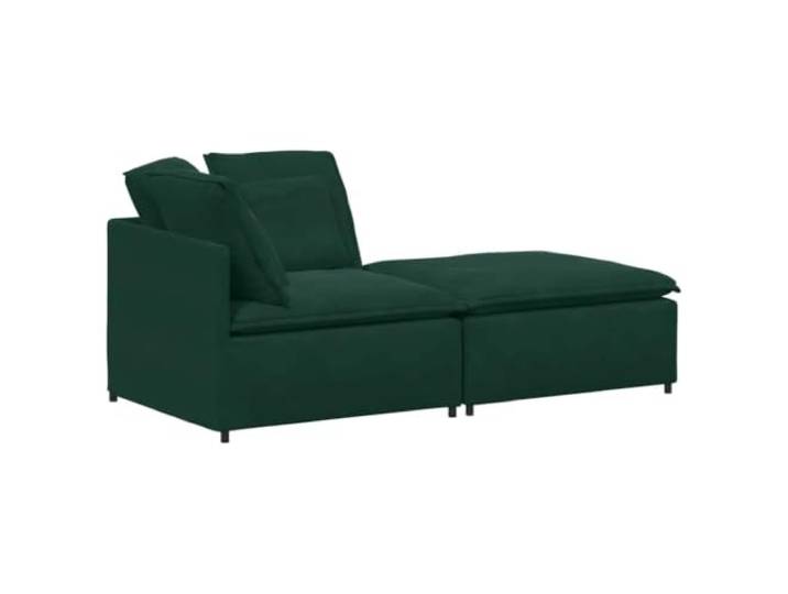 Makastle Modulares Ecksofa mit Fußhocker Samt Dunkelgrün