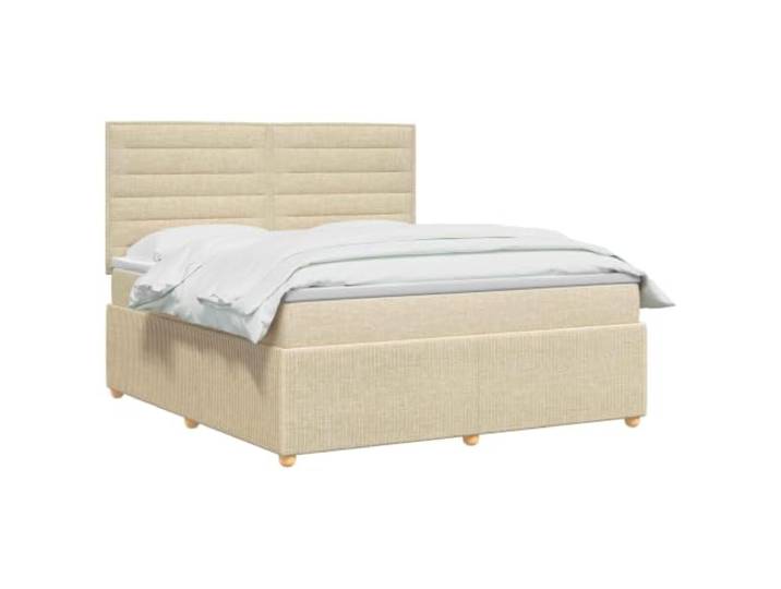 vidaXL Boxspringbett mit Matratze Creme 180 x 200 cm Stoff Stell die Höhe deines Bettes ganz easy ein. Halte alles frisch mit abnehmbaren Bezügen