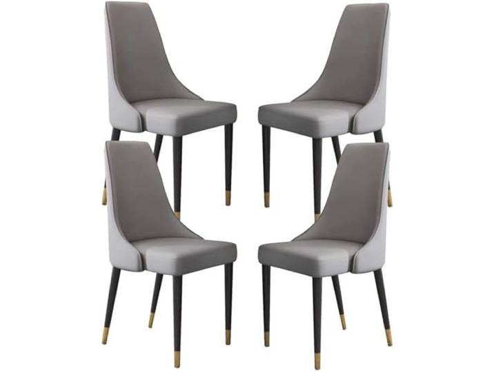 TINGMIAN Küchen-Esszimmerstühle, 4er-Set, Mikrofaser-Leder, Wohnzimmer, Schlafzimmer, Sofa, Stuhl, wasserdichte Seite mit Metallbeinen, Zementgrau