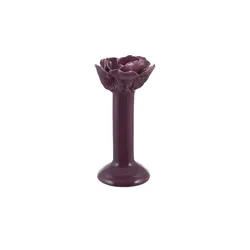 HOME STORY Kerzenhalter Blüte   , lila/violett , Steingut , Maße (cm): H: 17  Ø: 7