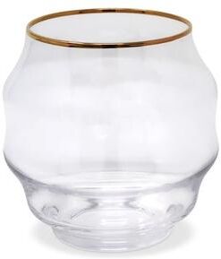 Vivience Set of 6 Glasses Unique Shaped And Gold Rim