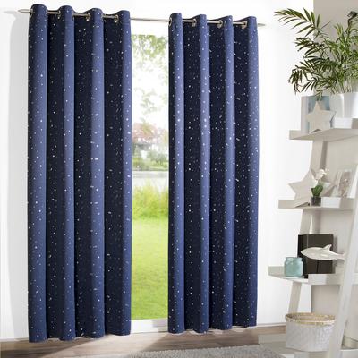 Vorhang WECKBRODT "Sarin", blau (nachtblau), B:135cm H:160cm, Microfaser, Polyester, Gardinen, blickdicht, Thermo, wärme-,kälteisolierend, abdunkelnd, Gardine, Store