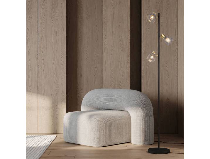 Vloerlamp Lindita, alu / grijs / zink, Woon-/ Eetkamer, Glas, vloerlamp