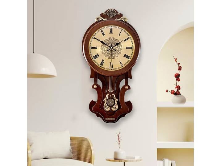 Grandes horloges murales vintage avec pendule en bois, horloge silencieuse, décoration intérieure, salon de luxe, chambre à coucher