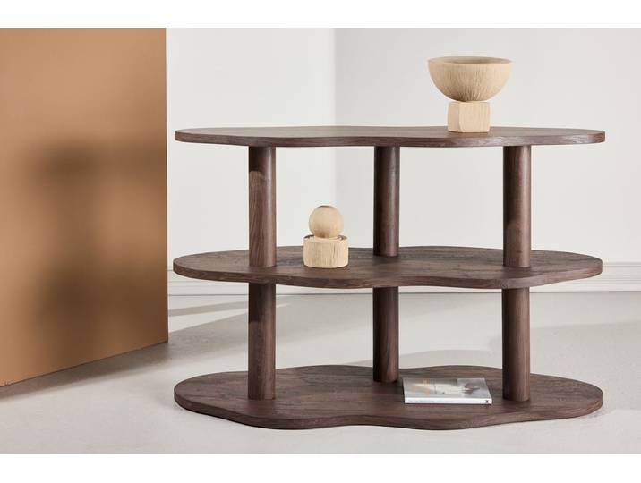Regal Aureo – 3-Etagen Regal in Mocca mit Wellenform - Mocca - Luxusbetten24
