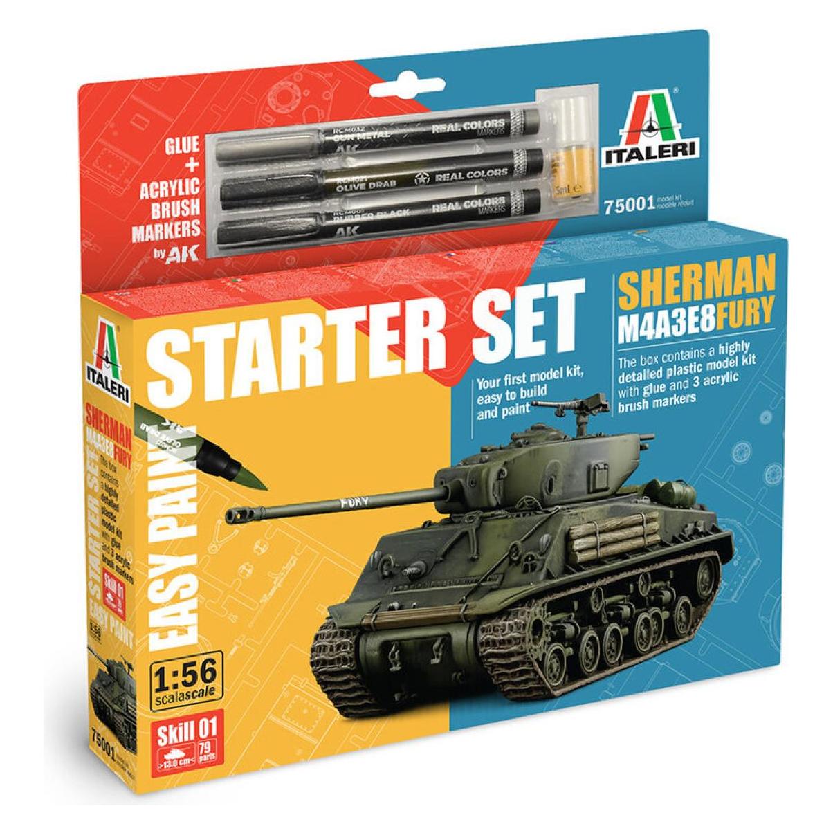 Italeri 1:56 M4A3E8 Sherman Fury Model Set (510075001)
