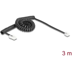 DELOCK Telefonkabel/Spiralkabel RJ11 St. zu RJ45 St. 3m S.