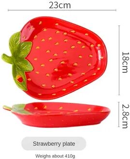 Combo Retail Shop Creative Cartoon Strawberry Shaped Ceramic Salad Bowl, Soup Bowl, Family Fruit Snack Plate, Kitchen Utensils Accessories strawberry Plate