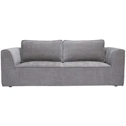 Designer-Sofa aus grau strukturiertem Samtoptik-Stoff, 3-Sitzer GRAMMY