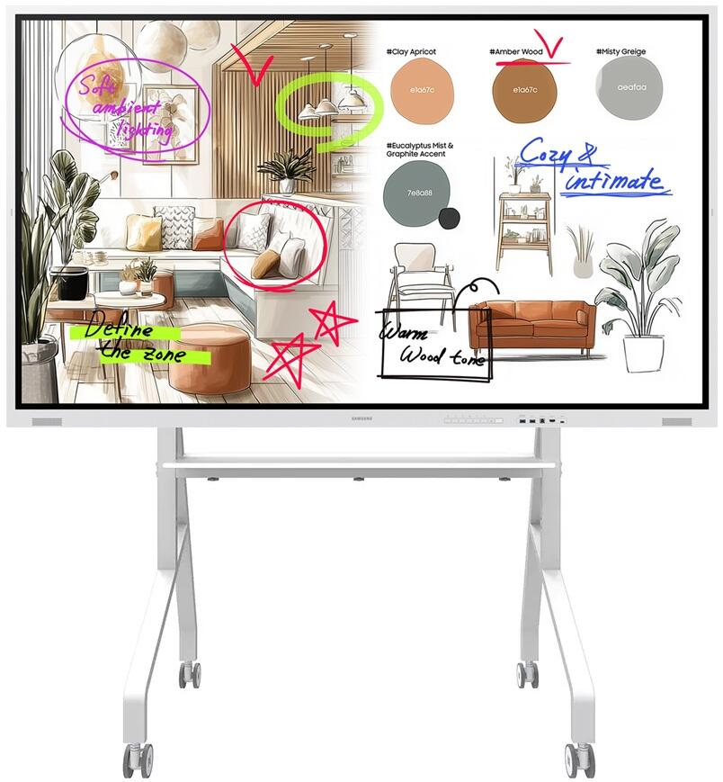 Samsung Flip WM75FX Flipchart 189 cm 75 Zoll inkl. Neomounts FL50-525WH1 MOVE Go Rollwagen LH75WMFWLGCXEN+FL50-525WH1