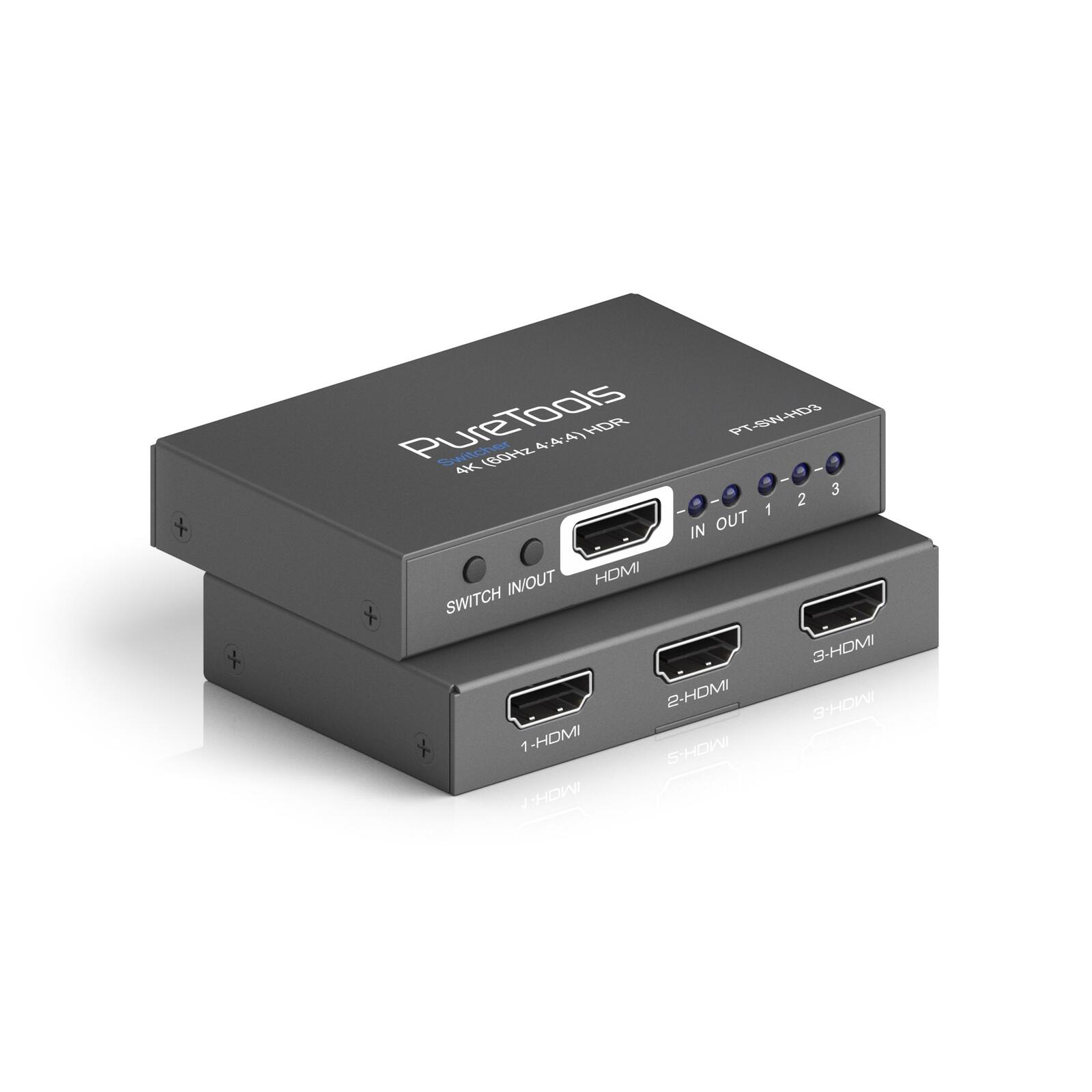 PureTools - HDMI Switcher 3x1, 4K (60Hz 4:4:4) + HDR PT-SW-HD3