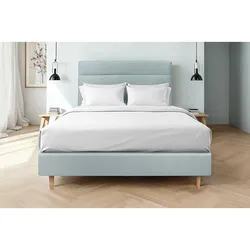 KOPFTEIL Modell Linien – Blaugrauer Samtstoff 135 cm