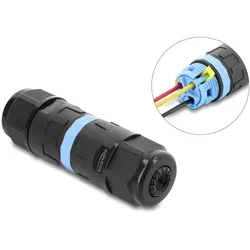 DELOCK Kabelverbinder mit Klemmverbindung 3 Pin, IP68