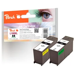 Peach Doppelpack 2 Tintenpatronen schwarz  kompatibel zu Lexmark No. 100XLBK*2, 14N1068E, 14N1092