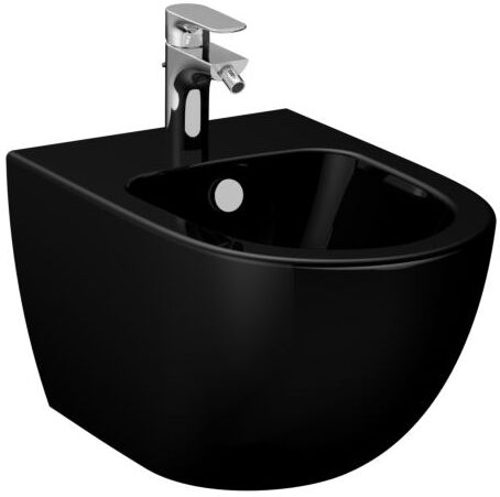 Vitra Sento Wand-Bidet 4338B070-1046 36,5x54cm, mit Überlauf, 1 Hahnloch mittig, schwarz Hochglanz