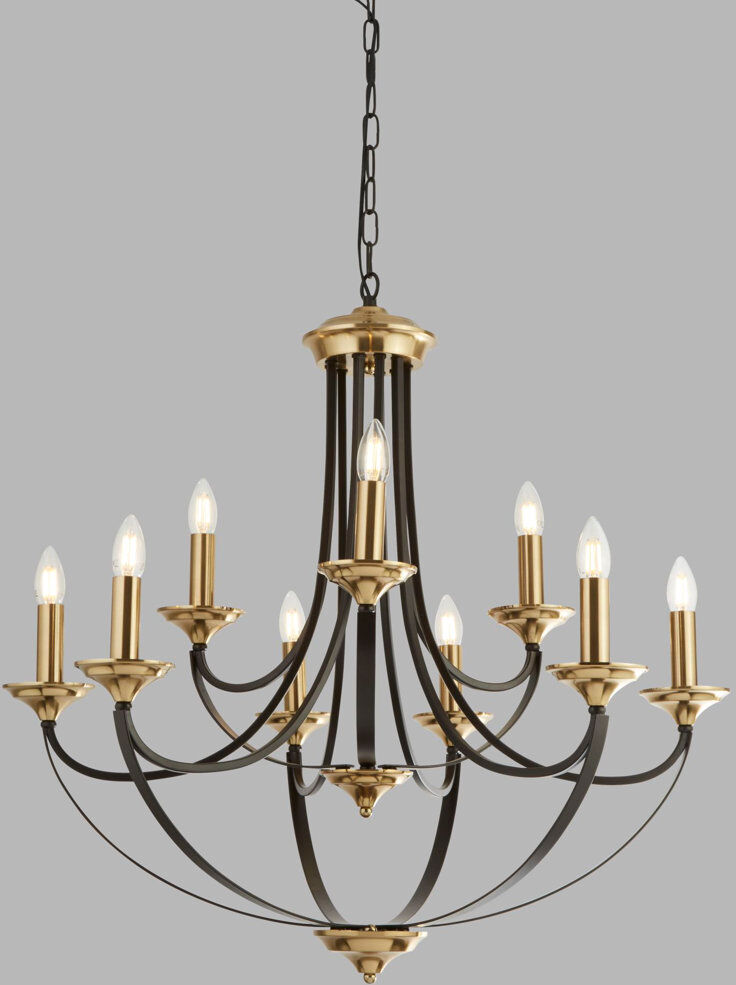 Lark Manor Limeuil 9 - Light Candle Style Chandelier Brass;Black 79cm H X 78cm W X 78cm D