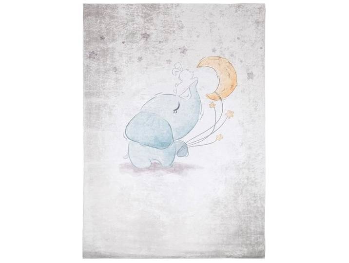 TAPISO Tapis Chambre Enfant Poil Court Antidérapant EMMA Rose Clair Noir Éléphant Intérieur 160x230 cm