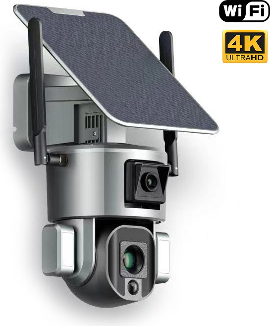 Secutek SHT-SPB5-WLAN batteriebetriebene Dual PTZ WLAN IP Funkkamera mit Solarpanel