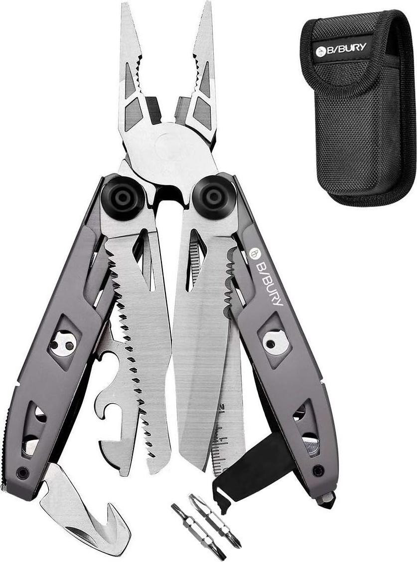 Merkloze 18-in-1 Multi-tool met titanium handgreep en RVS gereedschap voor camping
