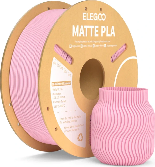 Elegoo PLA MATTE-1.75mm-1KG-Cardboard Spool-Sakura Pink