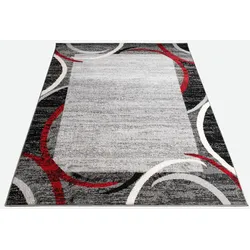 KADIMA DESIGN Teppich Kurzflor Abstraktes Muster Wohnzimmer schmutzabweisend Rot Rechteckig 80x150 | 100% Polypropylen | Florhöhe: 8 mm | nicht waschbar