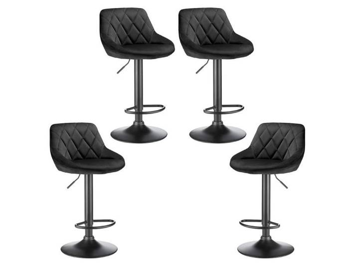 Tabouret de Bar en Velours et Métal Noir Mat Scandinave - Hauteur réglable 84.5 - 105 cm - YIS