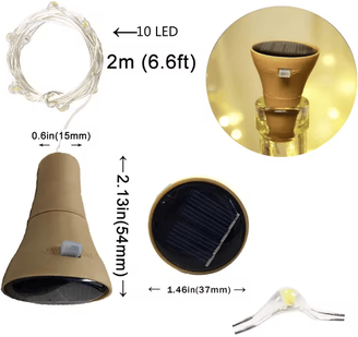 Inspire Essentials SolarGlow Bottle Stopper Light String warm 2pcs