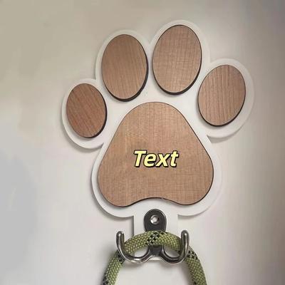 Inspire Essentials Custom Wooden Paw Print Dog Leash Holder For Pet Accessories b
