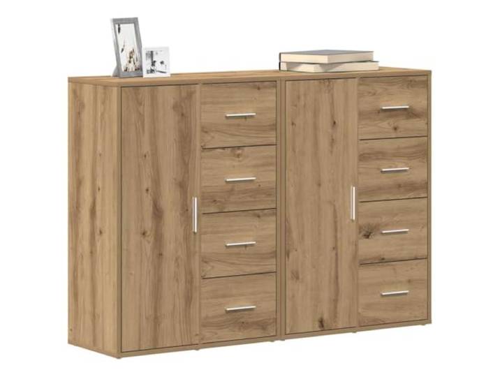 KTHLBRH Sideboard 2 Stück Eiche Handwerk 60 x 31 x 84 cm Mehrschichtiges Holz, 8 Schubladen, 2 Einlegeböden, 2 Türen, moderner Stil, kratzfest
