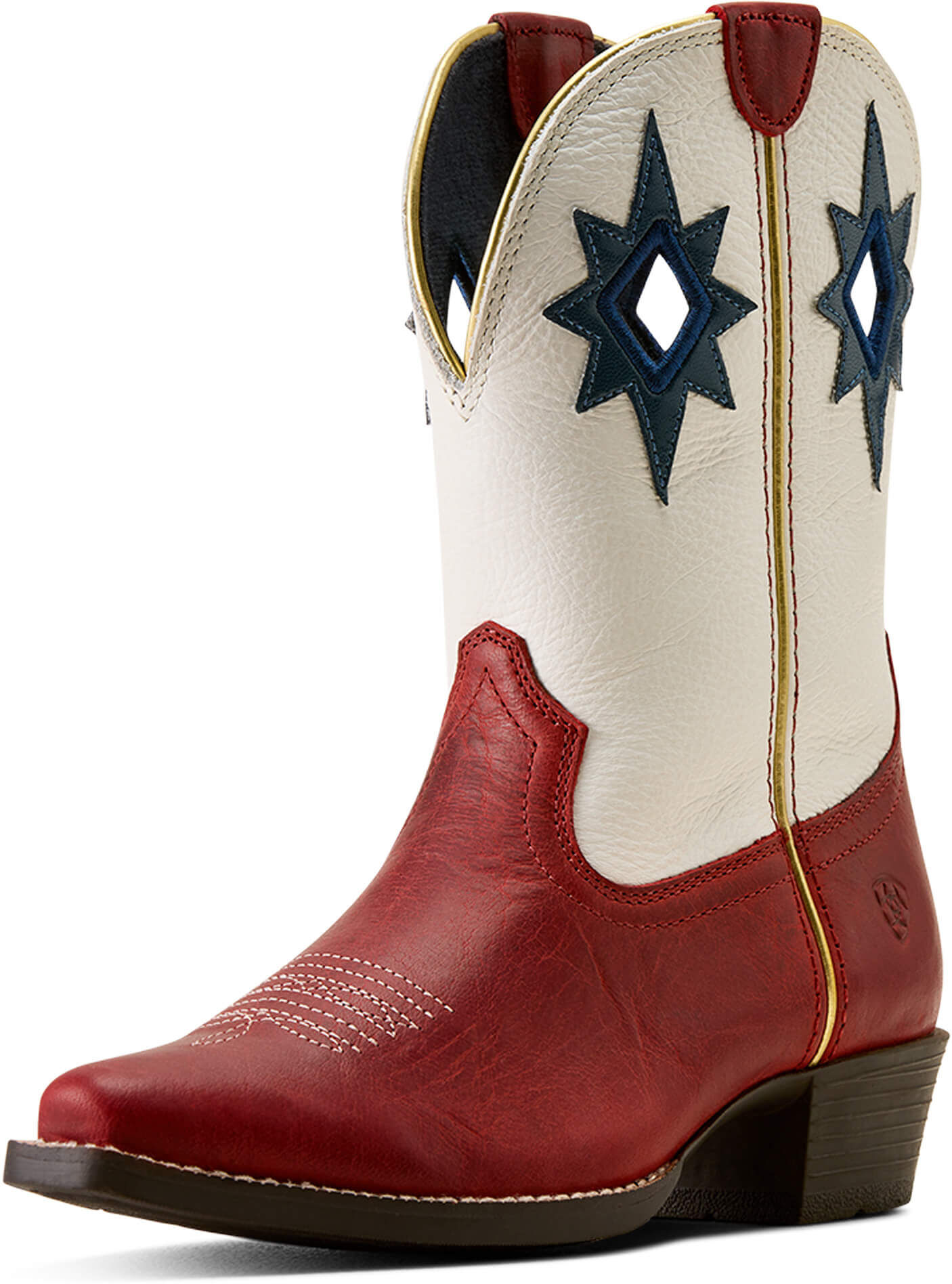 Kid's Starbound D Toe Western Boots in Chili Red Smokey Cream, Size: 9.5 K B / Medium by Ariat