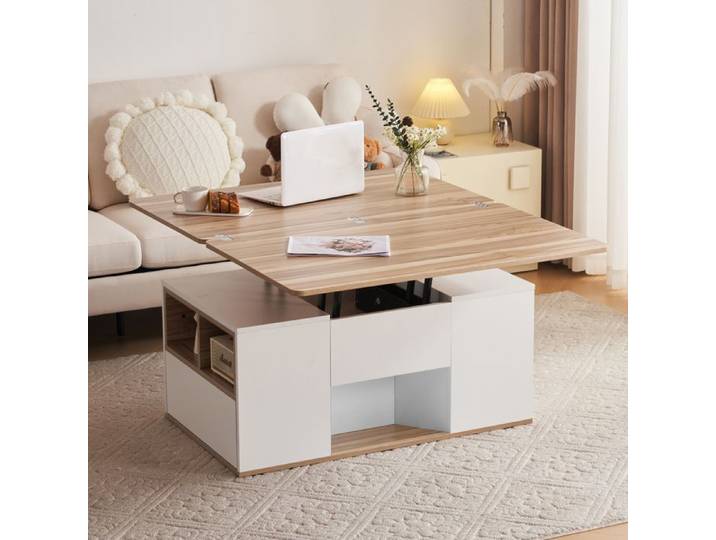 Table basse relevable 100x51x47 cm blanche