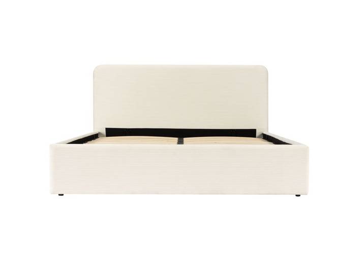 Lit coffre 140x190 cm velours côtelé beige LYLA