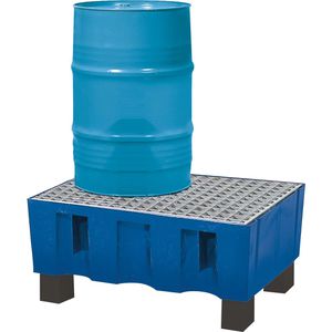 asecos Auffangwanne 18074, aus Polyethylen, 72,5 x 52,5cm, mit Stahl-Gitterrost, unterfahrbar, 60 Liter
