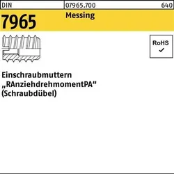 Einschraubmutter DIN 7965 M8x 18 Messing 100 Stück