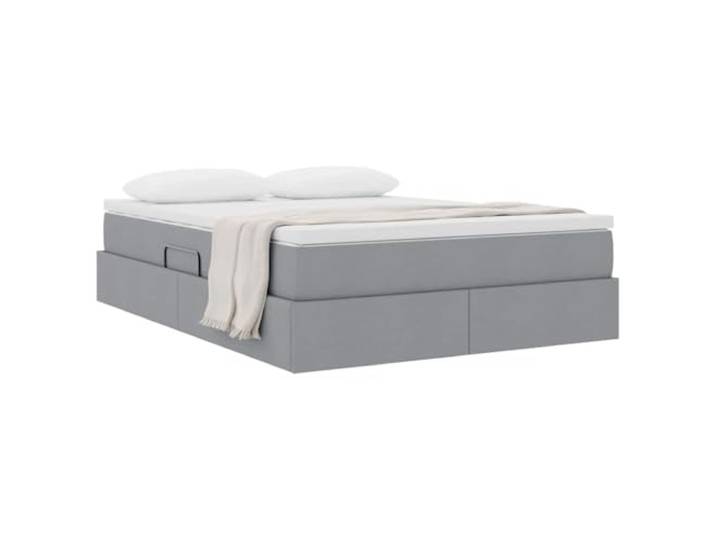 KTHLBRH Doppelbett mit Stauraum, 140 x 190 cm, Hellgrau Mit Matratze, Metallrahmen, hydraulischem Anheben, Stauraum