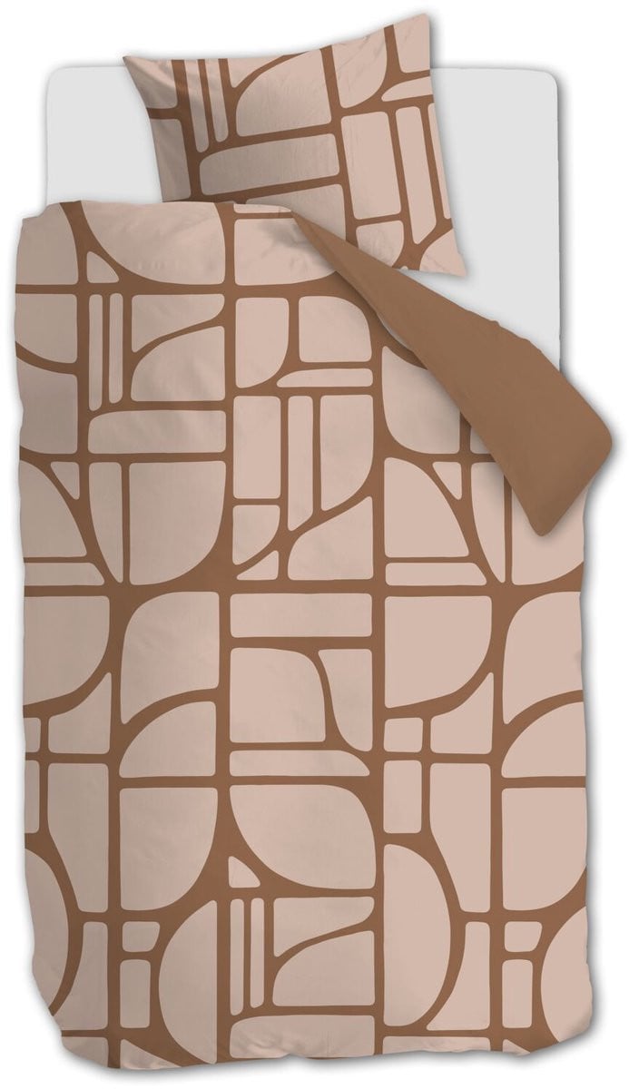 vtwonen Bold Shapes dekbedovertrek eenpersoons zachtroze 140 x 200/220 cm