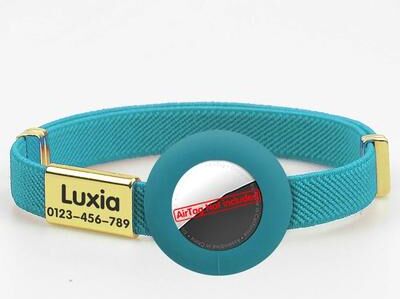 Inspired Finds Personalized Breakaway AirTag Cat Collar With Name Tag & Adjustable GPS Holder lake Blue