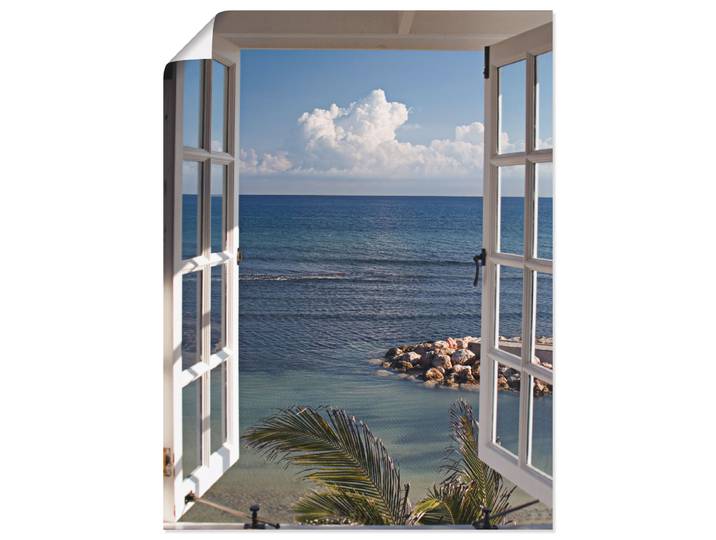 Wandbild ARTLAND Fenster zum Paradies , blau (farbe bild(er): blau), B:45cm H:60cm, Bilder, Wandbild, als Alubild, Leinwandbild, Poster in verschied. Grössen