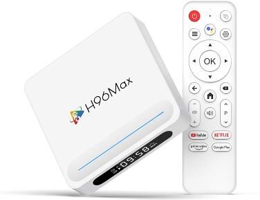 LightInthebox H96 Max Android TV Box 4128G, 8K Ultra HD Smart Streaming Media Player with Google Assistant Voice Remote, Support Netflix, YouTube, Prime Video, Google Play Store, Dual WiFi 2.4G/5G Bluetooth TV Box