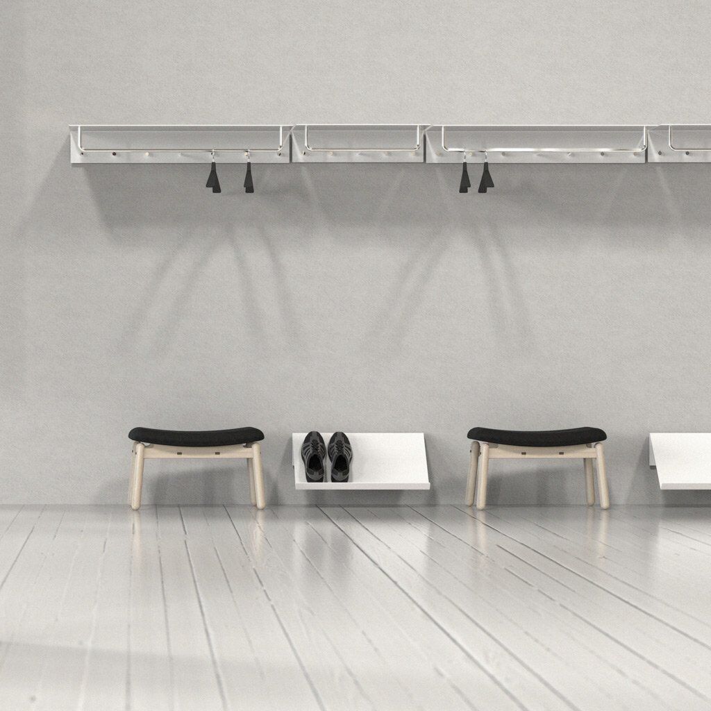 Frost Unu Wandgarderobe (mit 6 Haken, schwarz matt / edelstahl poliert) mit 6 Haken   schwarz matt / edelstahl poliert
