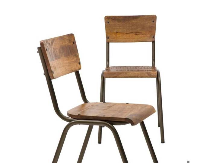 Chaise d'écolier en bois de manguier Marcus (lot de 2)