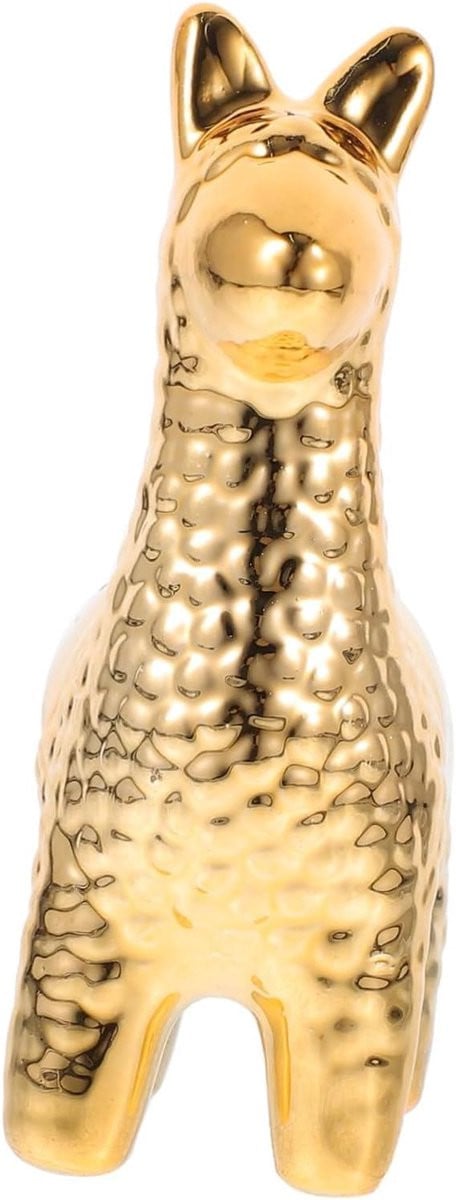 Gouden Alpaca Beeldje - Keramiek Figuur voor Huisdecoratie - 67 gram