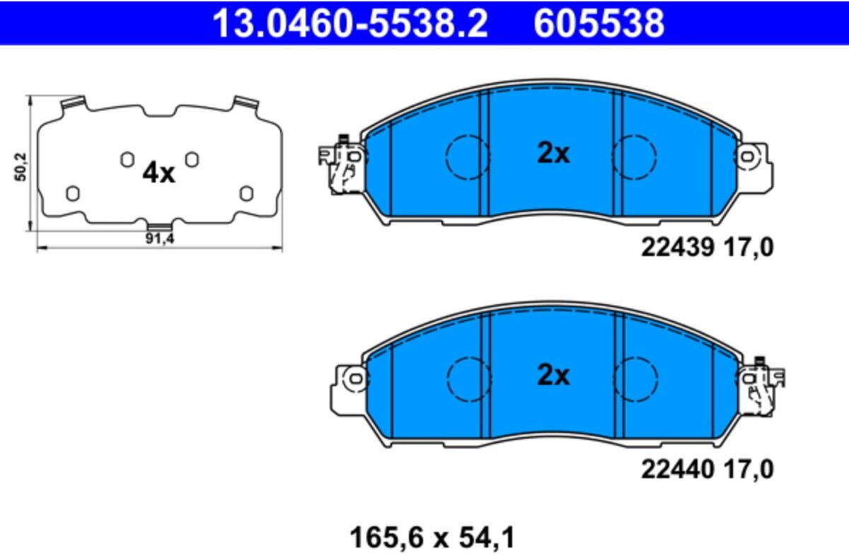 Bremsbelagsatz ATE 13.0460-5538.2, Vorne