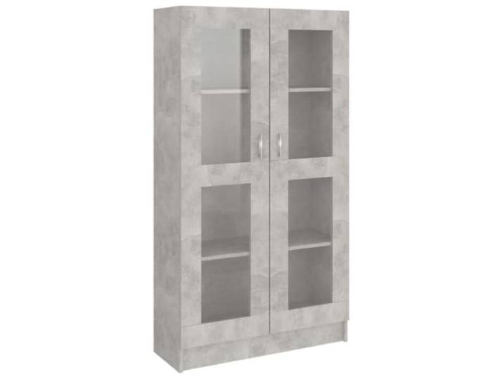 KGHERMDF Standregal mit Türen Betongrau 82,5x30,5x150 cm 4 Fächer, 2 Türen, Holzwerkstoff, Robust, Vielseitig, Feucht Abwischbar