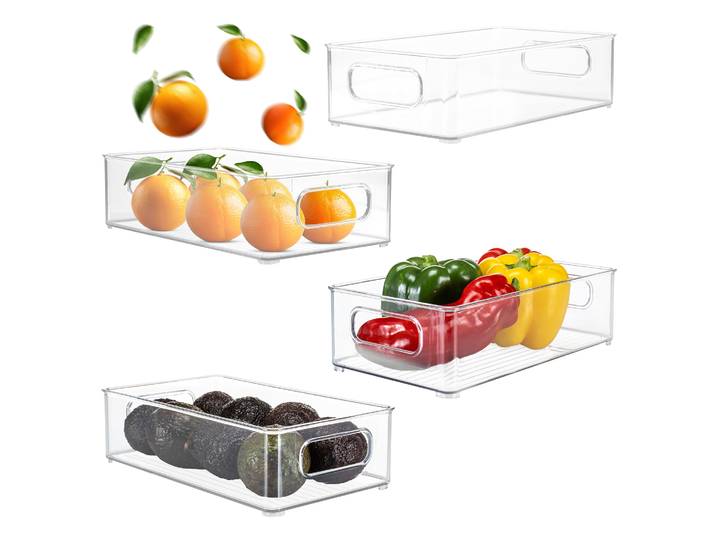 XIVADA Koelkast Organizer Tava - Transparant - PET - Set van 4