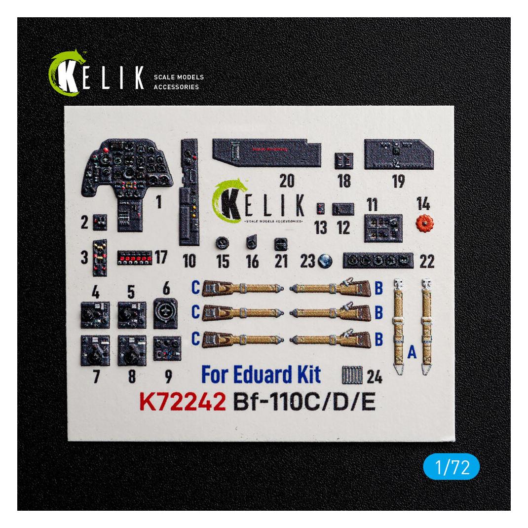 Kelik Bf-110C/D/E- interior 3D decals for Eduard (K72242)