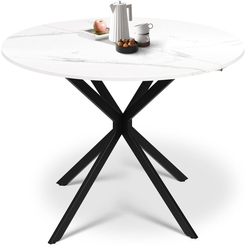 Metro Round Dining Table with Steel Base White