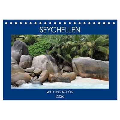 Seychellen - Wild und Schön (Tischkalender 2026 DIN A5 quer), CALVENDO Monatskalender