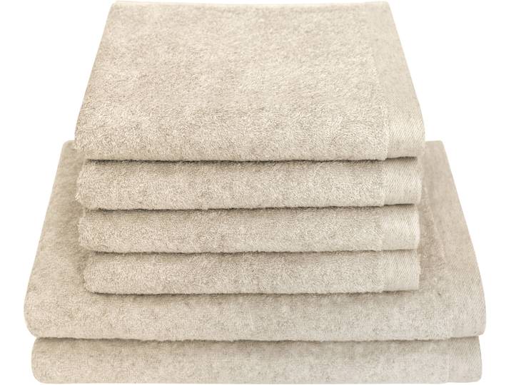 Handtuch Set DYCKHOFF Deep Harmony Element , beige (natur), Frottier, Frottier, Obermaterial: 85% Baumwolle, 15% Hanf, Handtuch-Sets, Handtuch Set, 6er Set: 4 Handtücher (50x100cm), 2 Duschtücher (70x140cm)